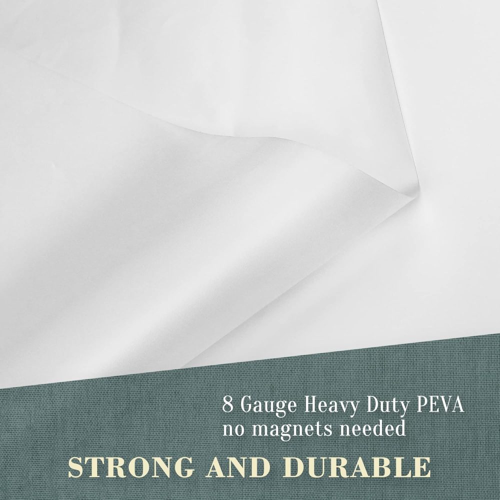 No Hook PEVA Shower Curtain or Liner - 8G Heavy Duty Frosted Bathroom Shower Curtain No Hooks Required, Waterproof Plastic & PVC Free, Standard Size 71 x 74, Frost - Image 2