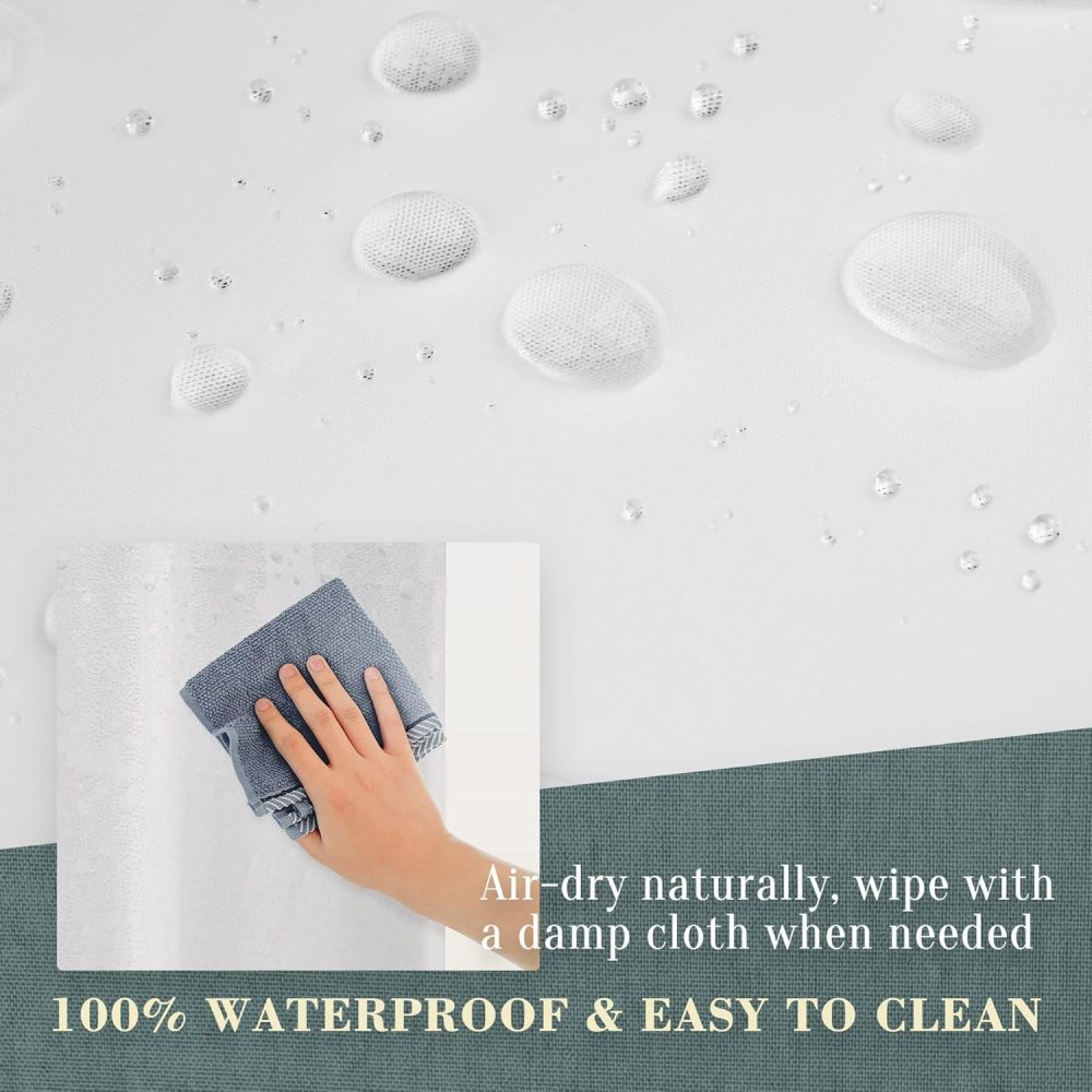 No Hook PEVA Shower Curtain or Liner - 8G Heavy Duty Frosted Bathroom Shower Curtain No Hooks Required, Waterproof Plastic & PVC Free, Standard Size 71 x 74, Frost - Image 5