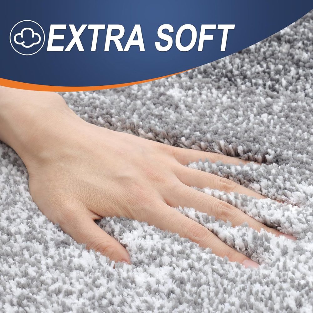 OLANLY Bathroom Rug Set 2 Piece, Soft Absorbent Microfiber Bath Mats and U-Shaped Contour Toilet Rug, Non-Slip, Machine Wash Dry, Plush Shaggy Bath Mats for Bathroom (24"x16"+24"x20", Grey) - Image 3
